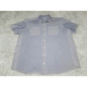 Schmidt Workwear Shirt Mens 2XL Blue Chambray Short Sleeve Snap Front Work‎
